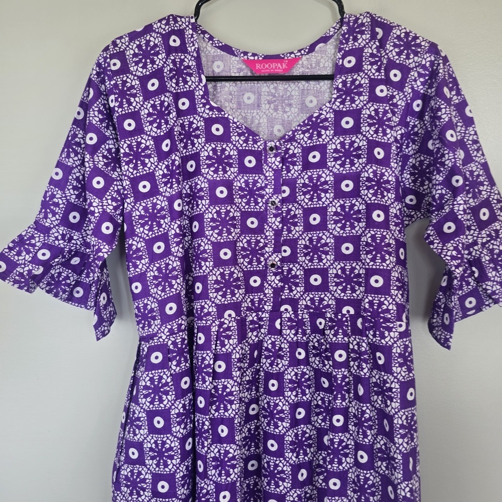 Women's Summer Printed Sz.S/M Vacation Bohemian Long Dress Purple.E183 - Picture 2 of 10